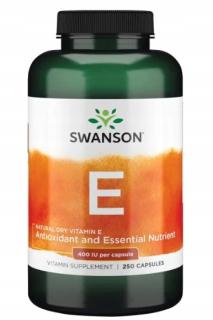 Swanson Vitamín E 400 Prírodná mládež 250 uzáverov.