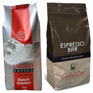 Zrnková káva - Swisso Kaffee 100% Arabica + Garibaldi Espresso Bar