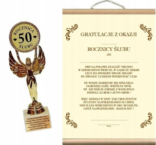 Soška a diplom darček pre 50. výročie svadby
