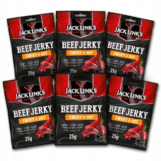Sušené hovädzie hovädzie mäso Jerky Sweet Hot sada 6x25g
