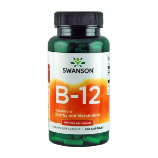 Swanson Vitamín B-12 500mcg 250 čiapky.