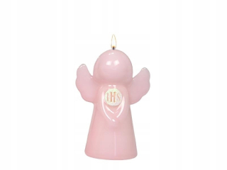 Prvé sväté prijímanie - Angel Candle s hostiteľským lakom Pink Communion IHS