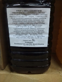 Gastronómia Sirup s 5L brusnicovou chuťou