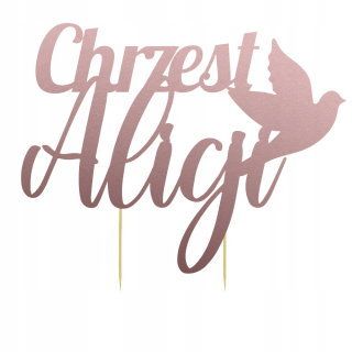 Doplnky na krst - Topper Krst + názov pre dekoráciu koláča