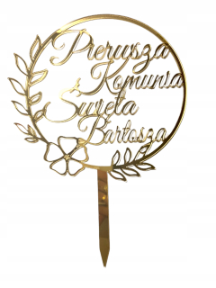 Prvé sväté prijímanie - Topper for Cake Commune Stard Name Meno zlatý