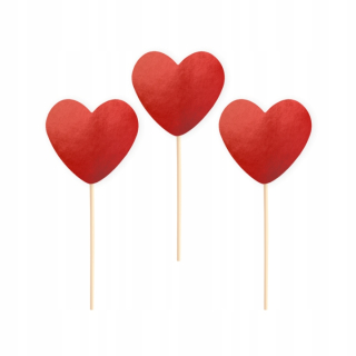 Darček na Valentína - Toppers Picers Valentine's Hearts Red 6 PCS
