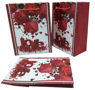 Darček na Valentína - Dekoratívna taška na darčeky 23x18x9 cm