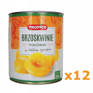 Tropico Peach v sirupe, poloviciach 820g x12