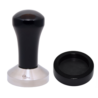 Tamper 51 mm oceľ + stojan drevený black_black