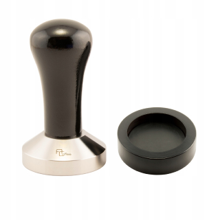 Čierny tamper 53 mm + guľatý drevený stojan