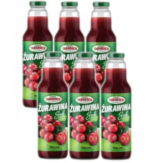 Targroš šťava z brusnicového 100% Nastaviť 6x 750 ml