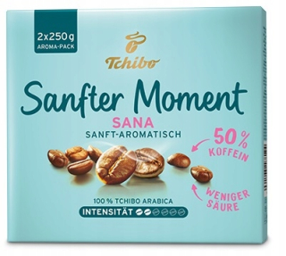 Káva bez kofeínu - Tchibo Sana Arabica Sanftermoment 50% defeffein