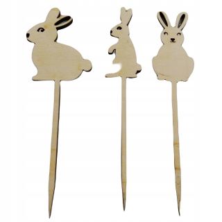 Veľkonočná dekorácia - Topper Drevená preglejka Bunny 3 PCS