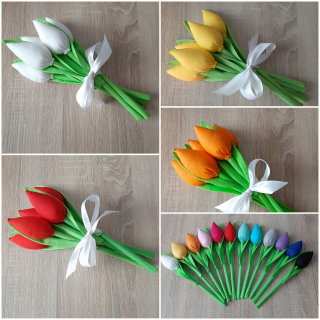 Veľkonočná dekorácia - Veľkonočné tulipány vyrobené z materiálu ruky