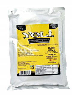 Kúsky tuniaka v slnečnicovom oleji 1000g YELI