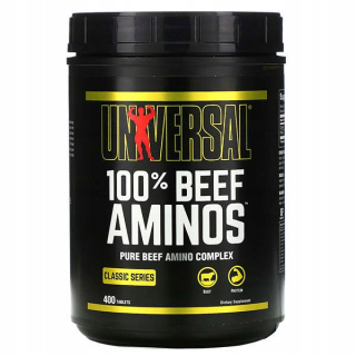 Aminokyseliny - Universal 100% hovädzie mäso AMINOS 400 VLOŽKA TABUĽKA EAA BCAA