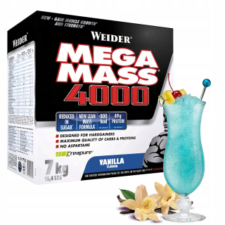 Gainer - Weider Gainer Mega Mass 4000 7 kg Sila proteín WPC