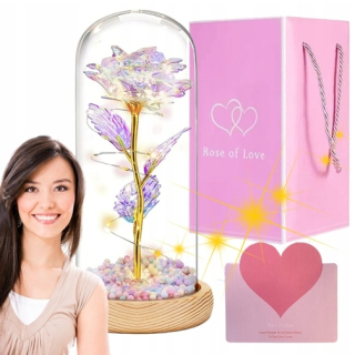 Darček na Valentína - Večná ruža v skle LED v žiare