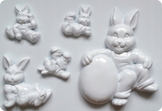 Veľkonočná dekorácia - Veľkonočné zajačiky Bunnies písanie formulárov pre sadru