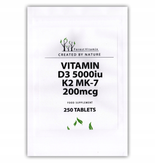 VITAMÍN D3 5000 iu + K2 MK-7 200 mcg 250 tab. NOVINKA