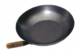 Oceľový wok 35cm ploché dno z uhlíkovej ocele