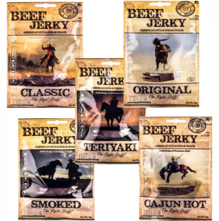 Proteín - Sušené hovädzie mäso 20 x 50g HOVÄDZIE JERKY NA PIVO 1 KG!