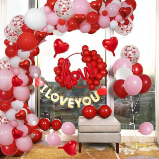 Darček na Valentína - Valentín ružový červený balón girland set