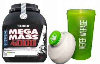 Gainer - Weider Mega Mass 4000 Gainer 3kg Strawberry + Shaker
