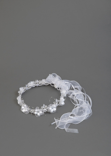 Prvé sväté prijímanie - Veniec s tylovými kvetmi a zirkónmi