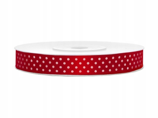 Darček na Valentína - Stuha saténová páska červená bodka 12 mm x 25 m