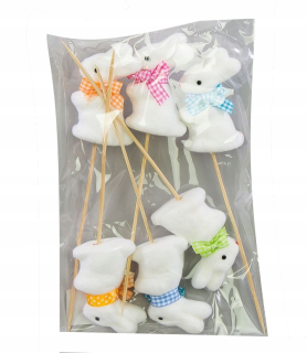 Veľkonočná dekorácia - Flocked Bunnies 6ks 24 cm