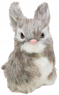Veľkonočná dekorácia - Bunny sediaci s kožušinovou šedou zajacou Veľká noc
