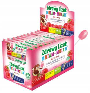 Zdravá Lollipop bez cukru Raspberry Yum-Yum 40ks