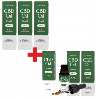 CBD - Sada 6 ks CBD 5% konopného oleja 500mg Premium RAW