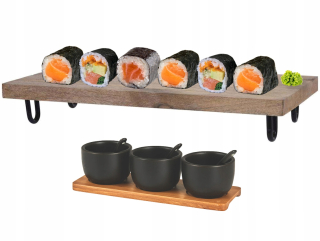 Sushi Sada drevenej dosky Mango + 3 misy