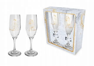 SET champagne Poháre svadobné umenie / mladý pár