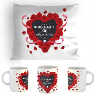 Súprava vankúš + pohár Valentína darček