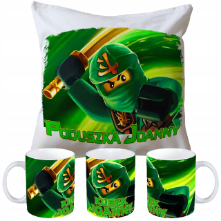 Hrnček set + Lego Ninjago vankúš - svoje meno!
