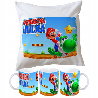 Hrnček set + Mario Bross vankúš + vaše meno!