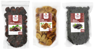 Sušené ovocie - Sada prírodných marhuľov, nohavičiek, slivky 3x1kg lahodné