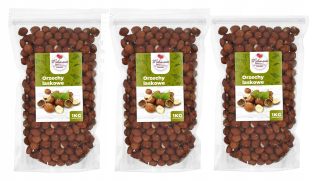 Orechy - SADA LESKOVÝCH ORECHOV Lúpaná 3X1kg PRÍRODNÁ