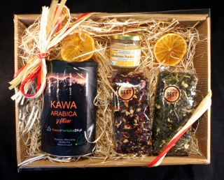 Darčeková nastavená káva môže + čaj Rôzne + med