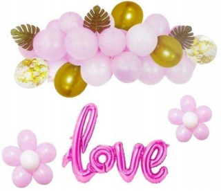 Darček na Valentína - Love Pink Girld Balloon Set