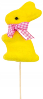Veľkonočná dekorácia - Žltý zajačik s lukom veľkonočného zajaca Pik 24 cm