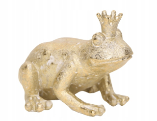 Veľkonočná dekorácia - Figurka žabky v zlatej korune 7 cm