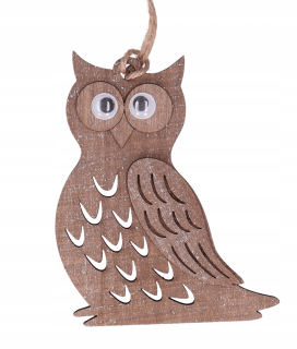 Veľkonočná dekorácia - Drevený prívesok Natural Owl 13 cm 1 ks