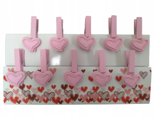 Darček na Valentína - Sada 10 papierových sponiek, ružové srdcia
