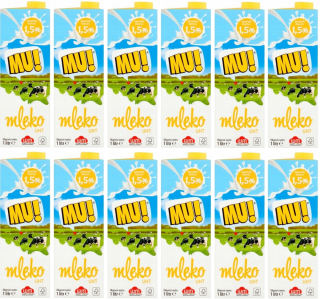 Sada 12x Uht mliečneho mlieka MLI! 1,5% 1L