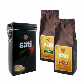 Káva mletá -  Sada kávy Sati Bresil a Etiópie 250 g + plechovka