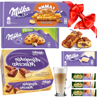 Milka čokoláda nastavila kávový hrnček matky